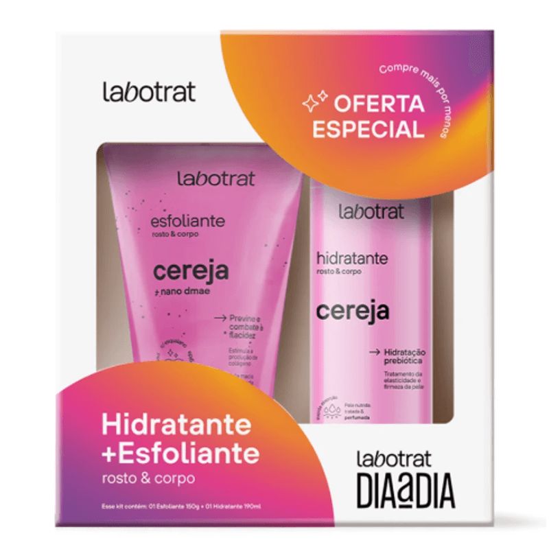 Kit Hidratante 190ml + Esfoliante 150g Rosto e Corpo Cereja - Labotrat