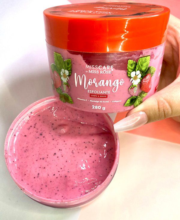 ESFOLIANTE CORPORAL E FACIAL DE MORANGO(MISS CARE)- MISS ROSÊ