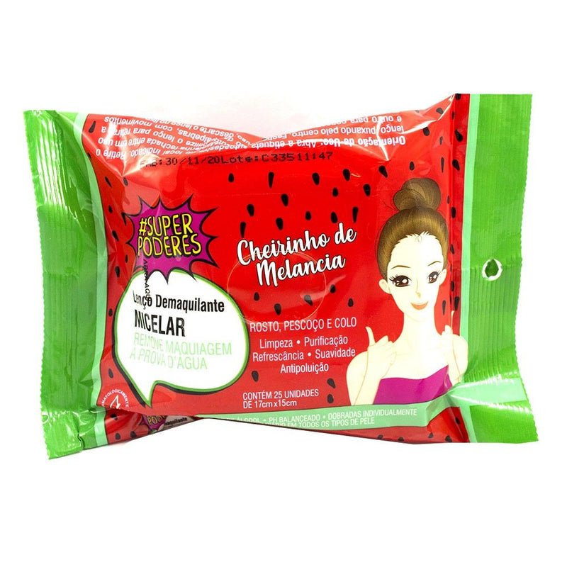 Lenço Demaquilante cheirinho de Melancia super poderes