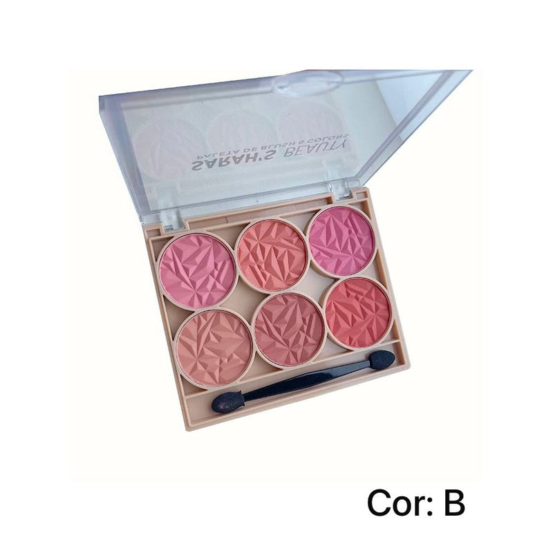 A Paleta de Blush Sarah' Beauty 6 Colores